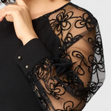 India Vestido de Encaje con Mangas Largas y Escote Redondo moda mujer