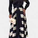 Noa | Vestido Camisero Largo a Rayas con Cinturón
