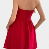 Kassandra Halter Mini Dress with Open Back and A-Line Silhouette
