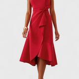 Claudia | Vestido Midi Asimétrico con Drapeado Elegante