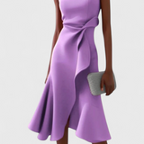 Claudia | Vestido Midi Asimétrico con Drapeado Elegante