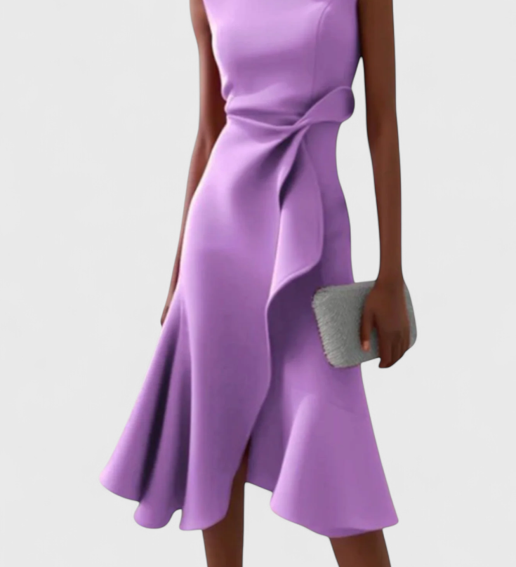 Claudia | Vestido Midi Asimétrico con Drapeado Elegante