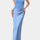 Lía |  Vestido Largo de Fiesta Plisado con Escote de Un Solo Hombro