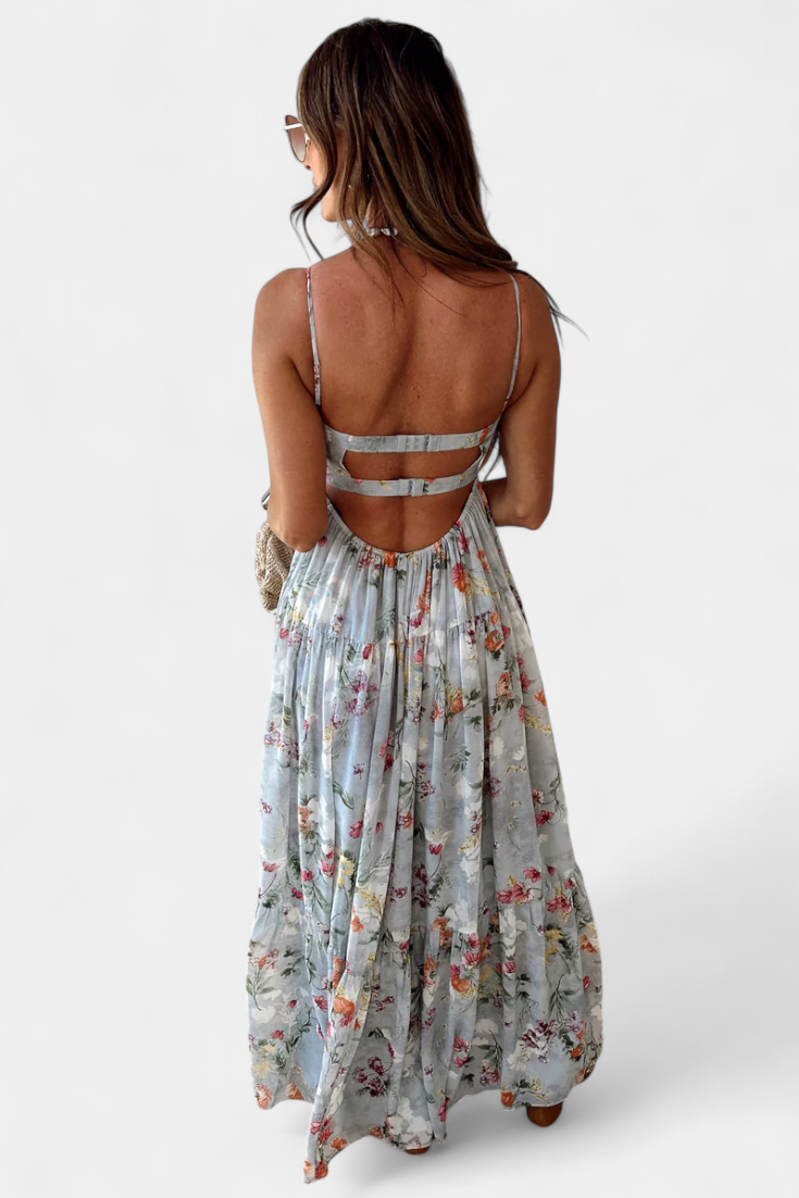Jimena Vestido Floral con Espalda Abierta detalle tirantes