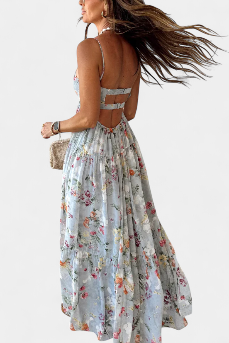 Jimena Vestido Floral con Espalda Abierta look femenino elegante