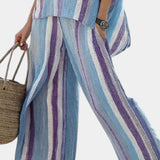 Ginevra | Mauve Top and Striped Linen Pants Set