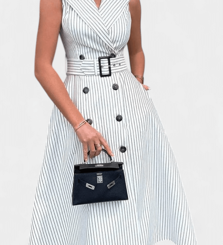 Diana Vestido Camisero Midi a Rayas vista frontal  Image 2 Diana Vestido Camisero Midi a Rayas vista lateral  Image 3 Diana Vestido Camisero Midi a Rayas vista trasera  Image 4 Diana Vestido Camisero Midi a Rayas detalle cintura anudada  Image 5 Diana Vestido Camisero Midi a Rayas detalle estampado rayas  Image 6 Diana Vestido Camisero Midi a Rayas look femenino elegante