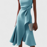 Claudia | Vestido Midi Asimétrico con Drapeado Elegante