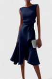 Claudia | Vestido Midi Asimétrico con Drapeado Elegante