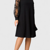 India Lace Dress with Long Sleeves and Round Neckline 
