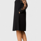 India Lace Dress with Long Sleeves and Round Neckline 