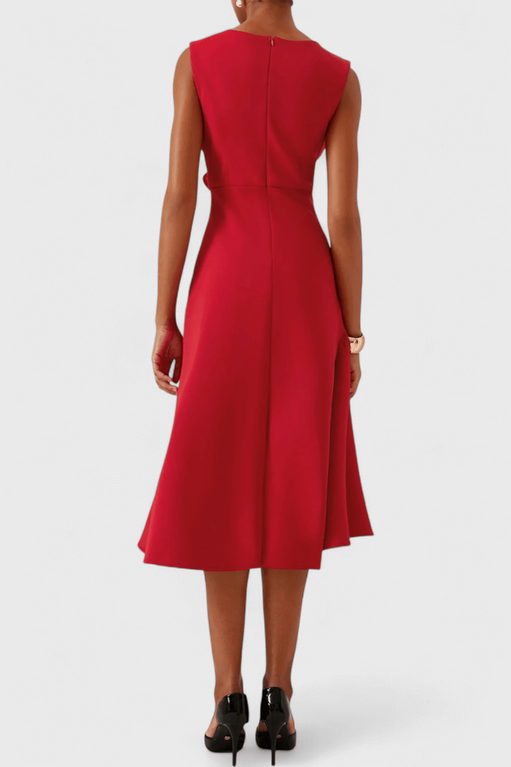 Claudia | Vestido Midi Asimétrico con Drapeado Elegante