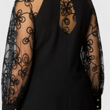 India Lace Dress with Long Sleeves and Round Neckline 