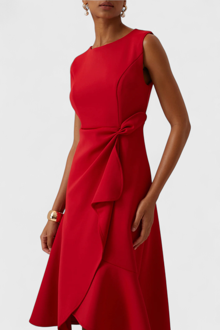 Claudia | Vestido Midi Asimétrico con Drapeado Elegante