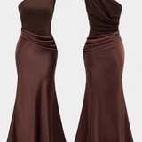 Lía |  Vestido Largo de Fiesta Plisado con Escote de Un Solo Hombro