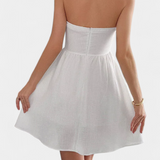 Kassandra Halter Mini Dress with Open Back and A-Line Silhouette