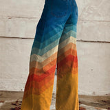 CALLIE™ - Pantalones retro de pierna ancha con estampado de chevrón
