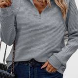 Elene | V-Neck Zip-Up Long Sleeve Sweater