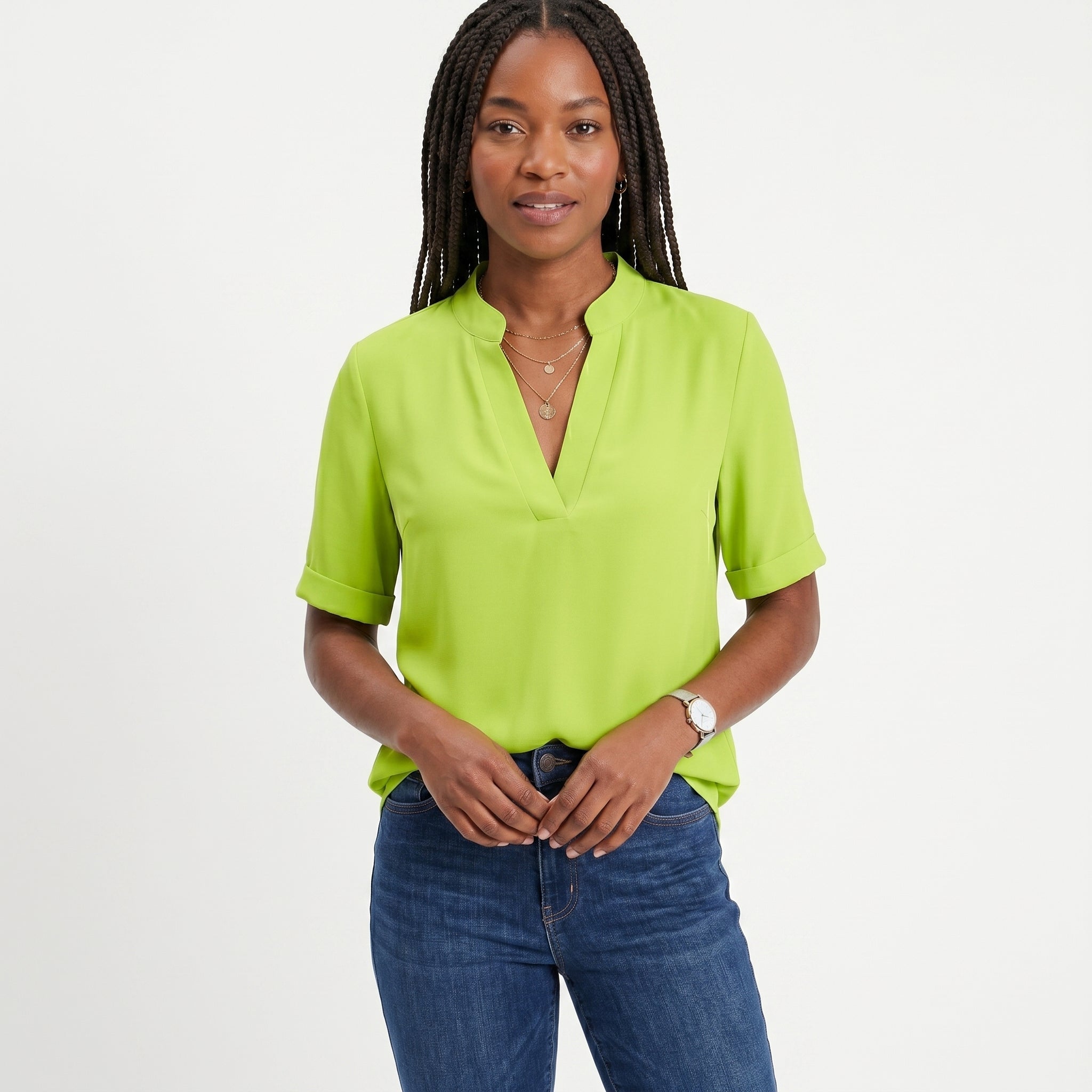 Celia - Blusa Fluida con Escote en V