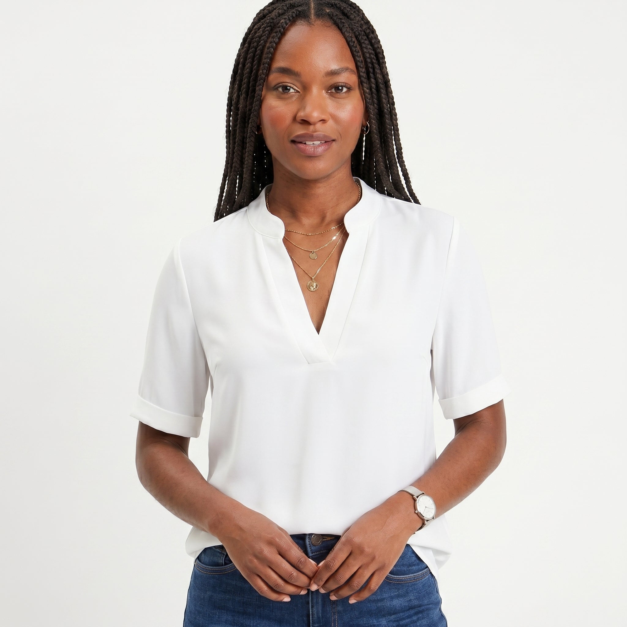 Celia - Blusa Fluida con Escote en V