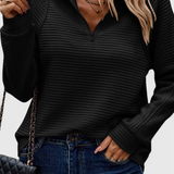 Elene | V-Neck Zip-Up Long Sleeve Sweater