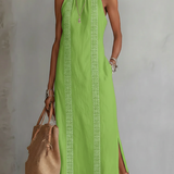 Jimena | Vestido midi de lino con cuello mao