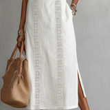 Jimena | Vestido midi de lino con cuello mao