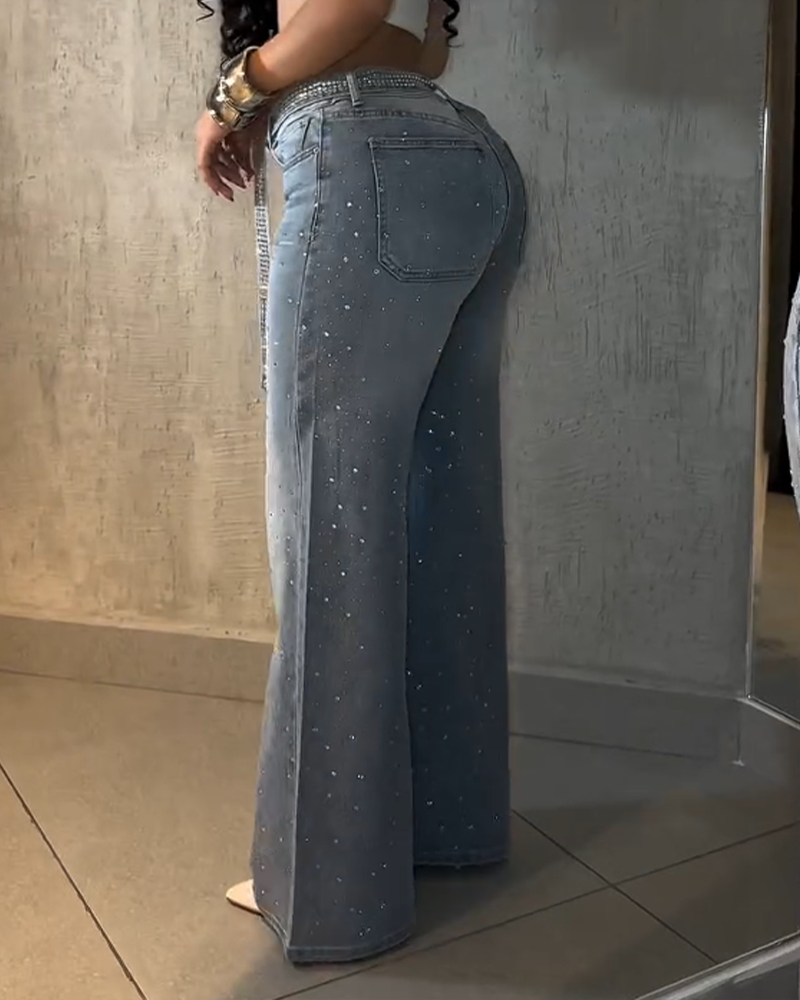 Rita Vaqueros rectos con incrustaciones vista lateral