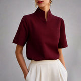 Blusa de manga corta con cuello mao