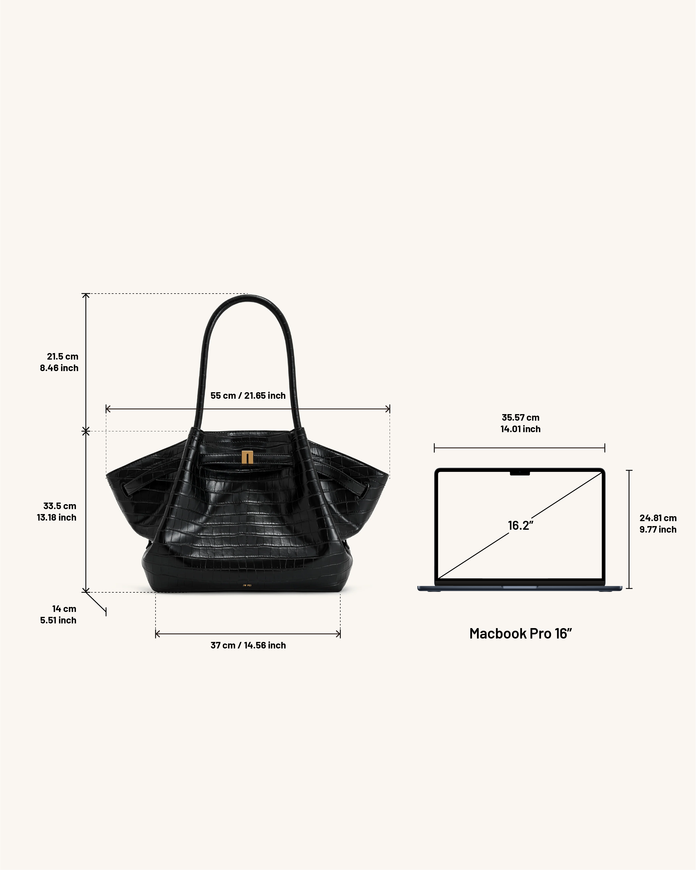 Paloma Bolso Grande Crocodilo Negro elegante para mujer