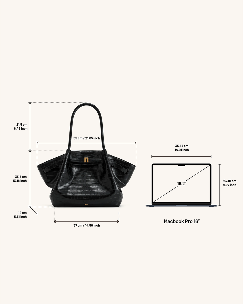 Paloma Bolso Grande Crocodilo Negro elegante para mujer