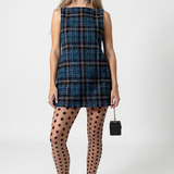 Maria | Vestido mini con estampado chic y pantimedias